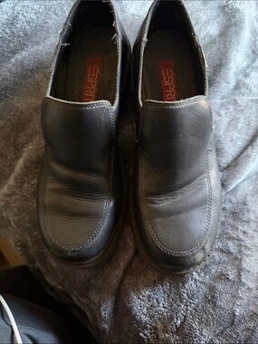 Esprit Black Leather Slip-On Lug Sole Loafer